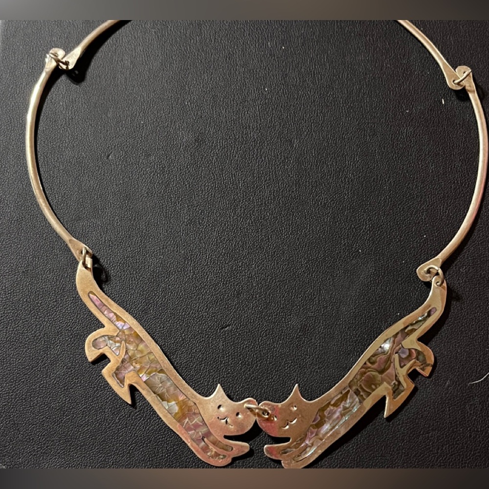 Vintage Silver Necklace Abalone Shell